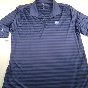 Antigua NASA Polo Shirt Men's XXL Short Sleeve Desert Dry Blue Stripe Golf Shirt
